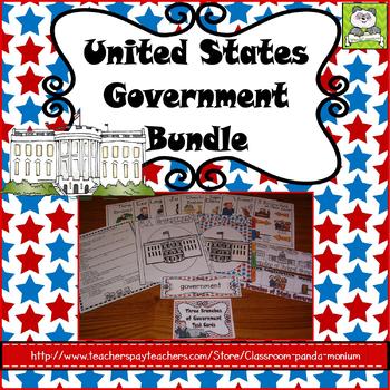 Preview of United States Government Three Branches (Task Cards Included)