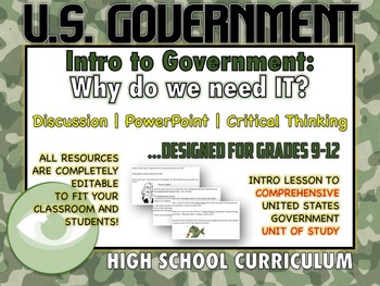 Preview of United States Government Unit: Introductory Lesson to Engage High Schoolers