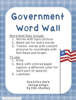 Preview of United States Government Vocabulary Word Wall