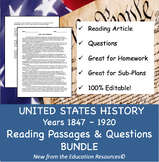 United States History 1865 - 1920 Reading Comprehension Ar