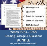 United States History 1954-1968 Reading Comprehension Q/A 