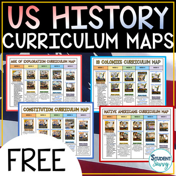 Preview of United States History Curriculum Map Freebies US History American