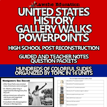 Preview of United States History Full Year PowerPoint Gallery Walk Guided & Teacher Notes
