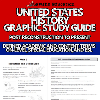 Preview of United States History Graphic Study Guide ESL, Special Education,On-Level Bundle