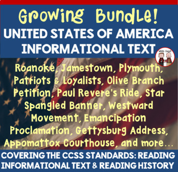 Preview of United States History Informational Text Growing Bundle Common Core Aligned