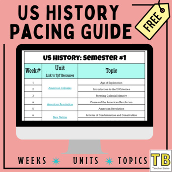 Preview of United States History Pacing Guide for Scope and Sequence