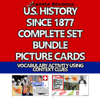 Preview of United States History Since 1877 Picture Card Task Card Vocabulary Review Bundle