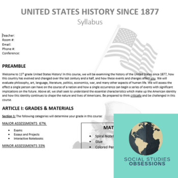 Preview of United States History Syllabus High School