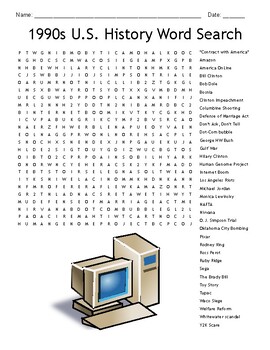 Preview of United States History: The 1990s Word Search
