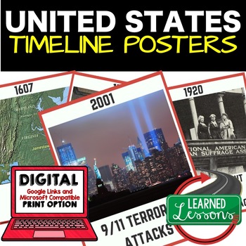 Preview of United States Timeline Posters and Activity Pages Print and Google
