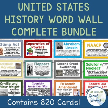Preview of United States History Word Wall Bundle | First Americans to Present