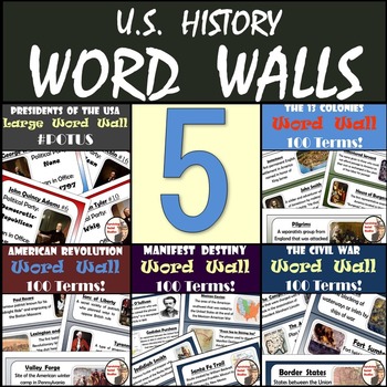 Preview of United States History Word Walls 5-Pack