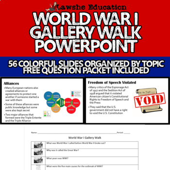 Preview of United States History World War I WWI Gallery Walk PowerPoint APUSH