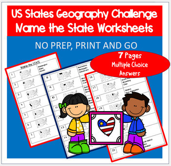 Preview of No Prep USA Name the State Multiple Choice Geography Challenge