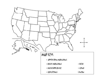 United States Landforms Map Worksheets