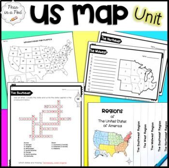 Preview of Summer School Curriculum Packets Blank Map of the 50 United States Worksheets