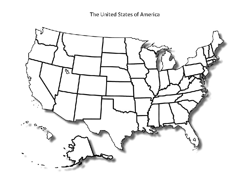 Us Map Black And White Printable - Free Printable Map of the United