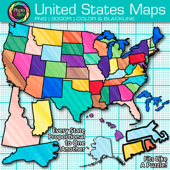 Preview of United States Map Clipart Images: 104 Color Geography Clip Art, Transparent PNG
