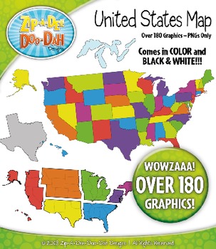 Preview of United States Map Clipart — Includes States, Regions, and Great Lakes!