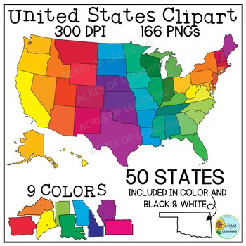 Preview of United States Map Clipart | States and Capitals | US Regions