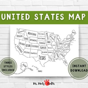 Preview of United States Map Coloring Page Printable | US Map for Coloring for Kids