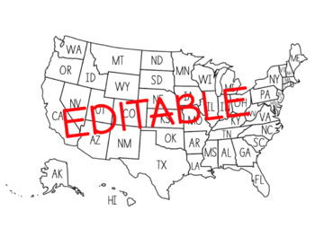 Preview of United States Map- EDITABLE