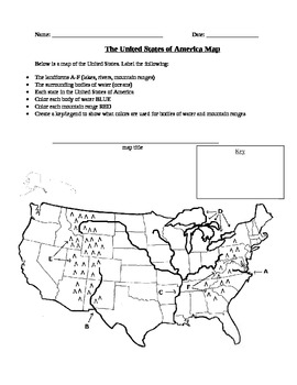 Geography United States Map Exercise By Mrs Quigleys Classroom