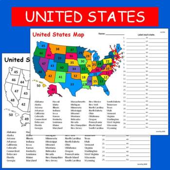 States Map Label Worksheets Teaching Resources Tpt