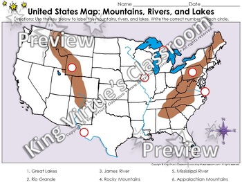 United States Map: Mountains, Rivers, and Lakes - Locate Places on a Map #2