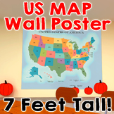 United States Map POSTER - HUGE! 7 feet tall! - 18 Version
