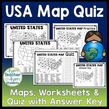 United States Map Quiz & Worksheet: USA Map Test with ...