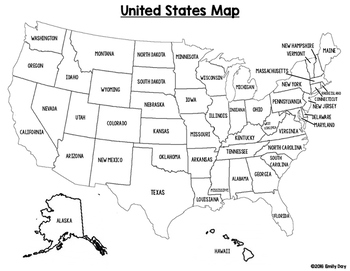 United States Map with State Names by Miss Day Says | TPT