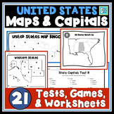 United States Maps and Capitals Activities Bundle GAMES | 