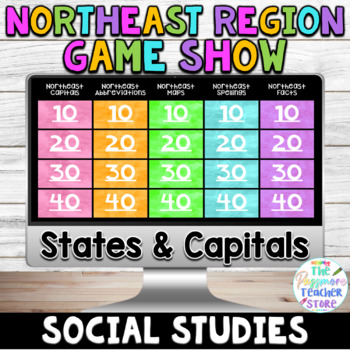 Preview of United States Northeast Region Activity Jeopardy Game | Social Studies Regions