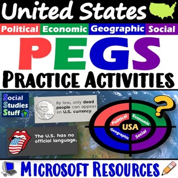 Preview of United States PEGS Factors 5-E Lesson | Fun USA Practice Activities | Microsoft