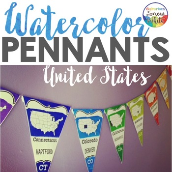 Preview of 5 Regions of the United States Map | Pennants Banners | Capitals Abbreviations