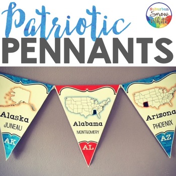 Preview of 5 Regions of the United States Map | Pennants Banners | Capitals Abbreviations