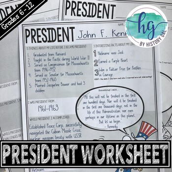 United States President Worksheet by History Gal | TpT