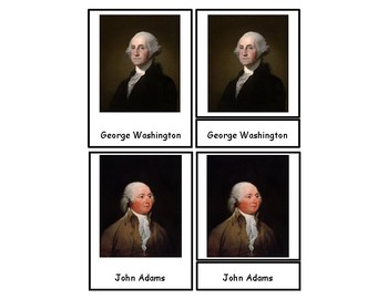 Preview of United States Presidents 3 Part Cards