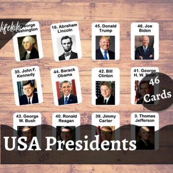 Preview of United States Presidents | American Presidents Flash Cards | 46 US Presidents