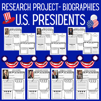 Preview of United States Presidents Research Project Biography Presidents Day Activities