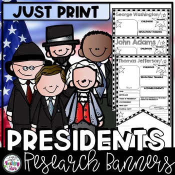 Preview of United States Presidents Day Biography Research Project Banners