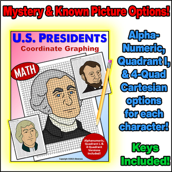 Preview of United States Presidents Day Coordinate Graph Mystery Pictures! Ordered Pairs!