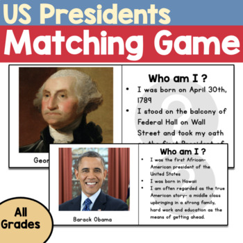 Preview of United States Presidents Flashcards  & Matching Game (Presidents Day)
