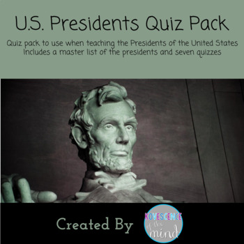 Preview of United States Presidents Quiz Pack