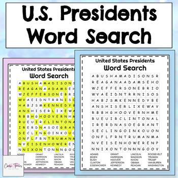 Preview of United States Presidents Word Search Puzzle Activity