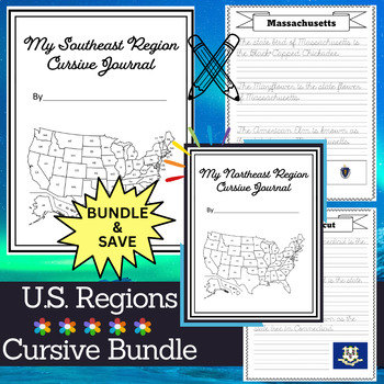 Preview of United States Regional Cursive Journal Handwriting Bundle