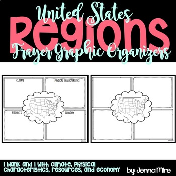 Preview of United States Regions Frayer Graphic Organizer