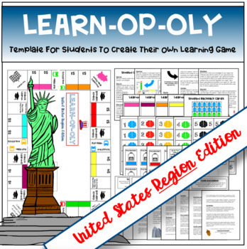 Preview of United States Regions: "Learn-op-oly" Student Game Template & Research Project