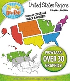 United States Regions Map Clipart {Zip-A-Dee-Doo-Dah Designs}